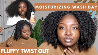 Wash Day Routine + Fluffy Twist Out on Blown Out Hair | Hair Food Mango and Aloe Curl Collection