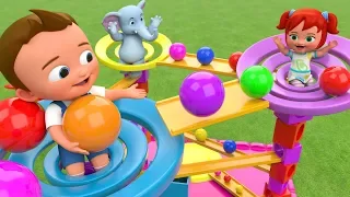 Colors for Children Learn with Little Babies & Elephant Fun Play Triangle Slider Color Balls Toy 3D