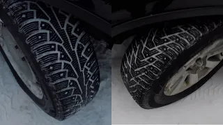 Торможение на льду, Nokian Nordman 5 против Hankook ipike X.