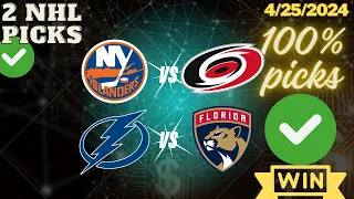 3 NHL Prediction Today,97% win tonight /4-25-24/ NHL Picks Today,Lightning,Hurricanes,