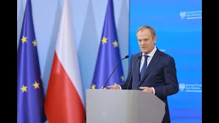 Premier Donald Tusk podczas konferencji prasowej po posiedzeniu Rady Ministrów