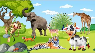 animals sounds video for kids  | Animals Name And Sound Elephant-Dog-Tiger-Horse-monkey-Crocodile