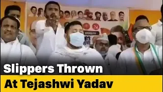 On Camera, Slippers Thrown At RJD's Tejashwi Yadav At Bihar Poll Rally