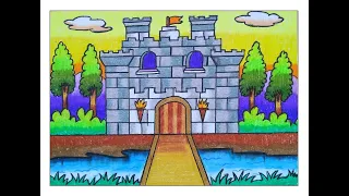 HOW TO DRAW CASTLE DRAWING FOR KIDS | GAD KILLA DRAWING | FORT SCENERY DRAWING STEP BY STEP TUTORIAL