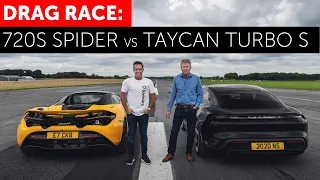 DRAG RACE. Porsche Taycan Turbo S vs McLaren 720S Spider