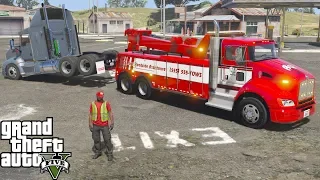 GTA 5 Real Life Mod #196 Rear Towing A Kenworth Semi Truck With A Heavy Duty Tow Truck Wrecker