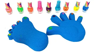 Satisfying Video l How to make Rainbow Foot & Toenail With Kinetic Sand | Nail Polish Cutting ASMR