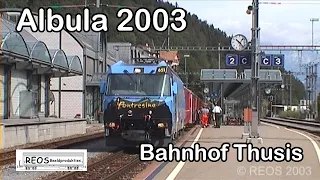 2003 [SDw] Albula Line part 1 of 4 - Bahnhof Thusis - Amazing classic RhB - Shunting freight!