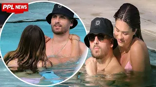 Scott Disick & Amelia Hamlin entwined in the pool ... after his over night with ex Kourtney on KUWTK