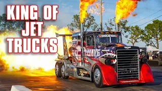 Shockwave Jet Truck (THREE Engines) At Bradenton, Drag Races And Sets Fire To Track with 36,000HP