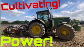 John Deere 6215R on the Plough and Watkins Tri Till! JD Mick on the Power Harrow!