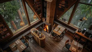 Relax on a Rainy Day in a Quiet Wooden House | Soothing Bossa Nova Jazz Music Helps Reduce Stress