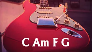 C Major Cheerful Rock Guitar Backing Track | C Am F G