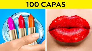 DESAFÍO DE LAS 100 CAPAS || Ideas geniales para el cabello y maquillaje para chicas de 123 GO Like!