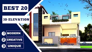 20 Front 3D Elevation Designs in One Video || small latest Simplex duplex house front