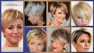 Very percious pixie short Haircut with curtains bang out for younger age women/2024#