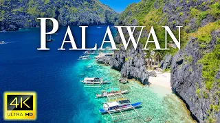 FLYING OVER PALAWAN (4K UHD) - Wonderful Natural Landscape With Calming Music For Stress Relief