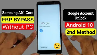 Samsung A01 Core Frp Bypass Android 10 Without Pc 2023 | Samsung A01 Core Google Account Unlock