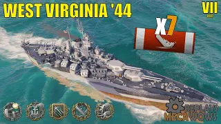 West Virginia '44 7 Kills & 145k Damage | World of Warships Gameplay