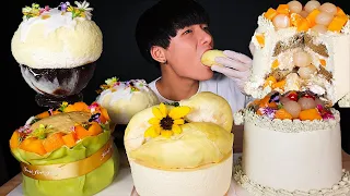 ASMR YY Bakehouse | DURIAN CHEESECAKE, MANGO MOCHI CAKE, THAI MANGO CAKE (Eating Sound)| MAR ASMR