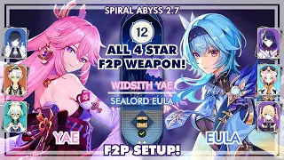 Yae Miko & Yelan, Eula & Raiden F2P setup Full Star clear Spiral Abyss Floor 12