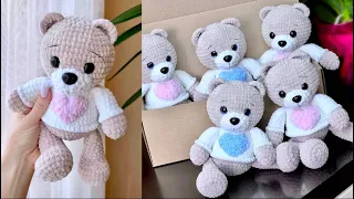 Crochet BEAR 10" with Heart / Video TUTORIAL / Part 1 / Amigurumi bear