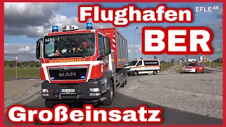 Einsatzfahrten zur Notfallübung am Flughafen Berlin Brandenburg