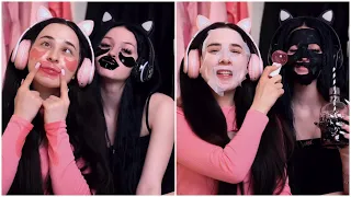 ASMR Pink VS Black Skincare😍 XO TEAM Elsarca and Nevada #xoteam #tiktok #elsarca