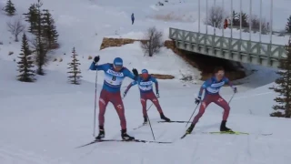 Российские лыжники устроили шоу во время финиша скиатлона на молодёжном ЧМ в США