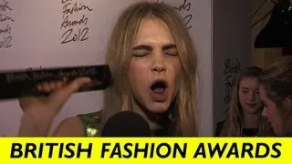 Cara Delevingne Reacts - British Fashion Awards 2012 Best Model | FASHTAG