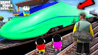 GTA 5 : Franklin's First HIGH SPEED Train Experience With Shinchan & Pinchan in GTA 5 ! JSS GAMER