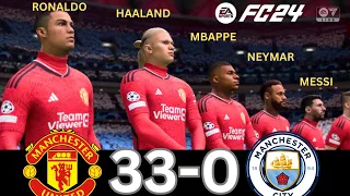 WHAT HAPPEN IF MESSI, RONALDO, MBAPPE, NEYMAR, HAALAND PLAY ON MANCHESTER UNITED VS MANCHESTER CITY