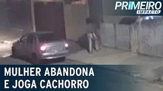 SP: mulher abandona cachorro por cima de portão | Primeiro Impacto (23/04/21)