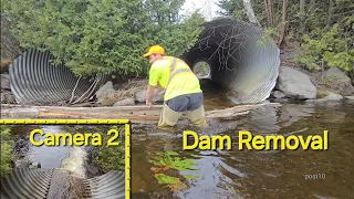 Unclogging And Sending Huge Log Through Massive Slippery Culvert Pipe