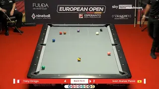 Beautiful Shot Tony Drago Vs Ivan Nunez Perez | European Open Pool Championship