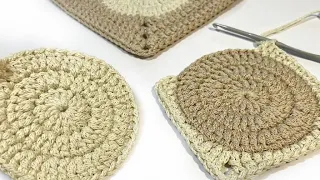 🤔 How to crochet a circle in a square? Crochet motifs for a blanket or bag.