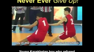 Never give up | Tug of war | Young Kazakhstan boy