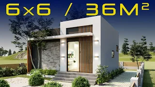 🏡 Design of Small House 6x6 meters, plan of Modern and small House 2021 😍