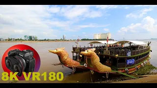MEKONG RIVER in PHNOM PENG Cambodia  twelfth longest river 8K 4K VR180 3D (Travel Videos ASMR Music)