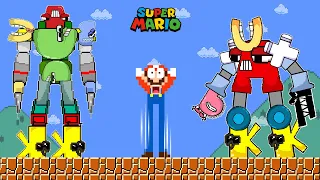 Mario vs 2 Biggest Giant ROBOT Alphabet in Super Mario Bros | Game Animation