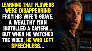 Learning that flowers were disappearing from his wife's grave, a wealthy man installed a camera...