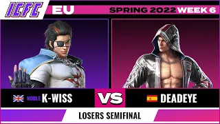 K-Wiss (Hwoarong) vs. Deadeye (Steve) Losers Semifinal - ICFC EU Tekken 7 Spring 2022 Week 6