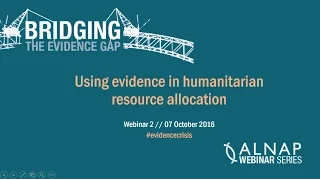 WEBINAR: Using Evidence in Humanitarian Resource Allocation