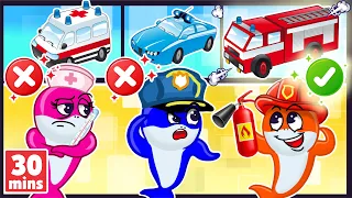 Baby Shark Professions Song Compilation 🚒 🚓 🚑 | Nursery Rhymes by Coco Rhymes