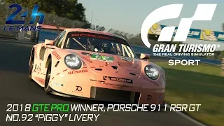 Gran Turismo Sport: The 24 Hours of Le Mans GTE Pro winner, Porsche 911 RSR Pink pig