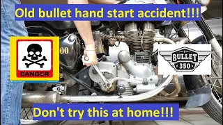 Old bullet kick start accident | Royal Enfield Bullet kick back