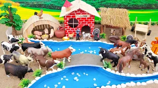 DIY making mini Farm Diorama with House for Cows, Horse, Pig - Cattle Farm House - Mini Garden