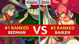 GGST ▰ Kayos (#1 Ranked Bedman) vs Shin (#5 Ranked Baiken). High Level Gameplay