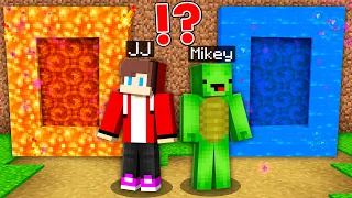 JJ LAVA PORTAL vs Mikey WATER PORTAL in Minecraft Portals Challenge - Maizen