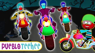 Pueblo Teehee | ¡Carrera de motos con esqueletos! - Canción del motor con Len y Mini